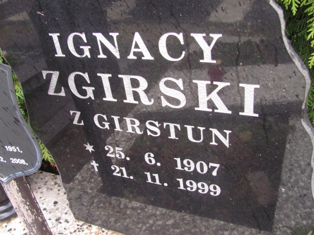 Ignacy ZGIRSKI 1907 Bielsko-Biała - Grobonet - Wyszukiwarka osób pochowanych